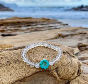 Moonstone and Teal Flower Minimalist Bracelet