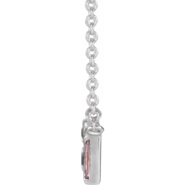Mosaic Natural Blue Topaz or Pink Sapphire Tourmaline Garnet & Diamond Bar 18" Necklace 14K White Yellow Rose Gold