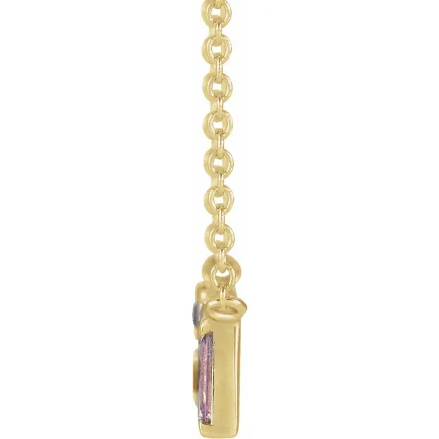 Mosaic Natural Blue Topaz or Pink Sapphire Tourmaline Garnet & Diamond Bar 18" Necklace 14K White Yellow Rose Gold