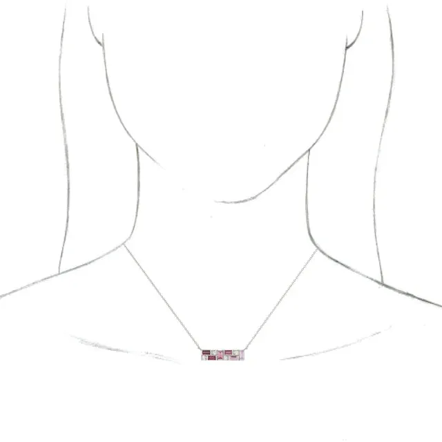 Mosaic Natural Blue Topaz or Pink Sapphire Tourmaline Garnet & Diamond Bar 18" Necklace 14K White Yellow Rose Gold