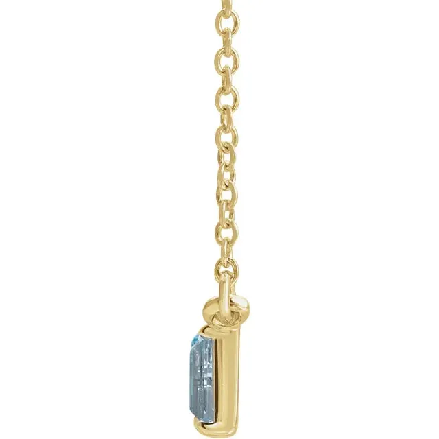 Mosaic Natural Blue Topaz or Pink Sapphire Tourmaline Garnet & Diamond Bar 18" Necklace 14K White Yellow Rose Gold