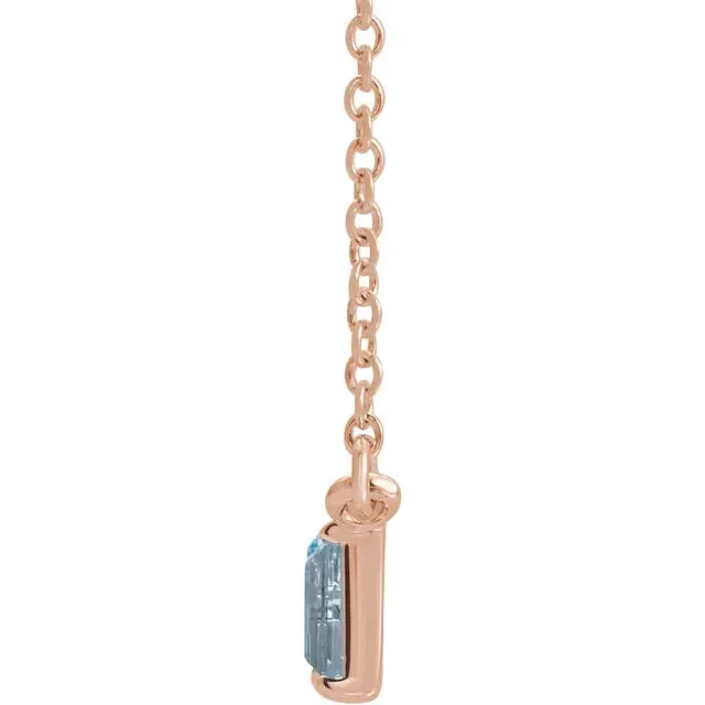 Mosaic Natural Blue Topaz or Pink Sapphire Tourmaline Garnet & Diamond Bar 18" Necklace 14K White Yellow Rose Gold