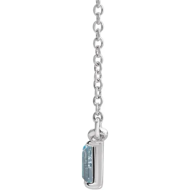 Mosaic Natural Blue Topaz or Pink Sapphire Tourmaline Garnet & Diamond Bar 18" Necklace 14K White Yellow Rose Gold