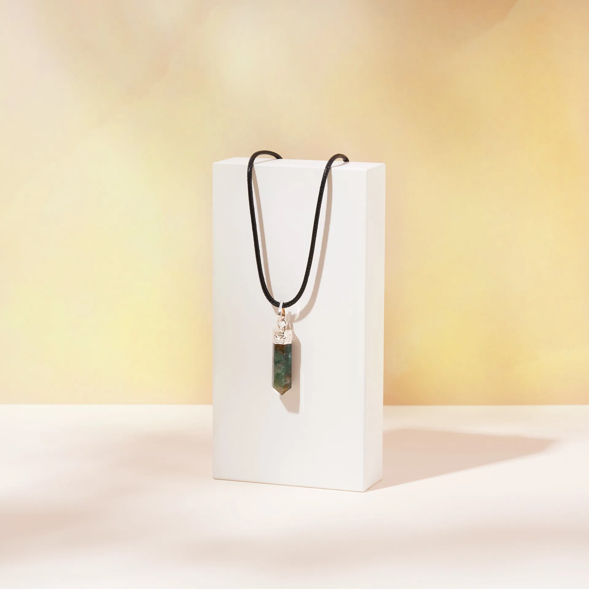 Moss Agate Crystal Polished Pendant - | reiju