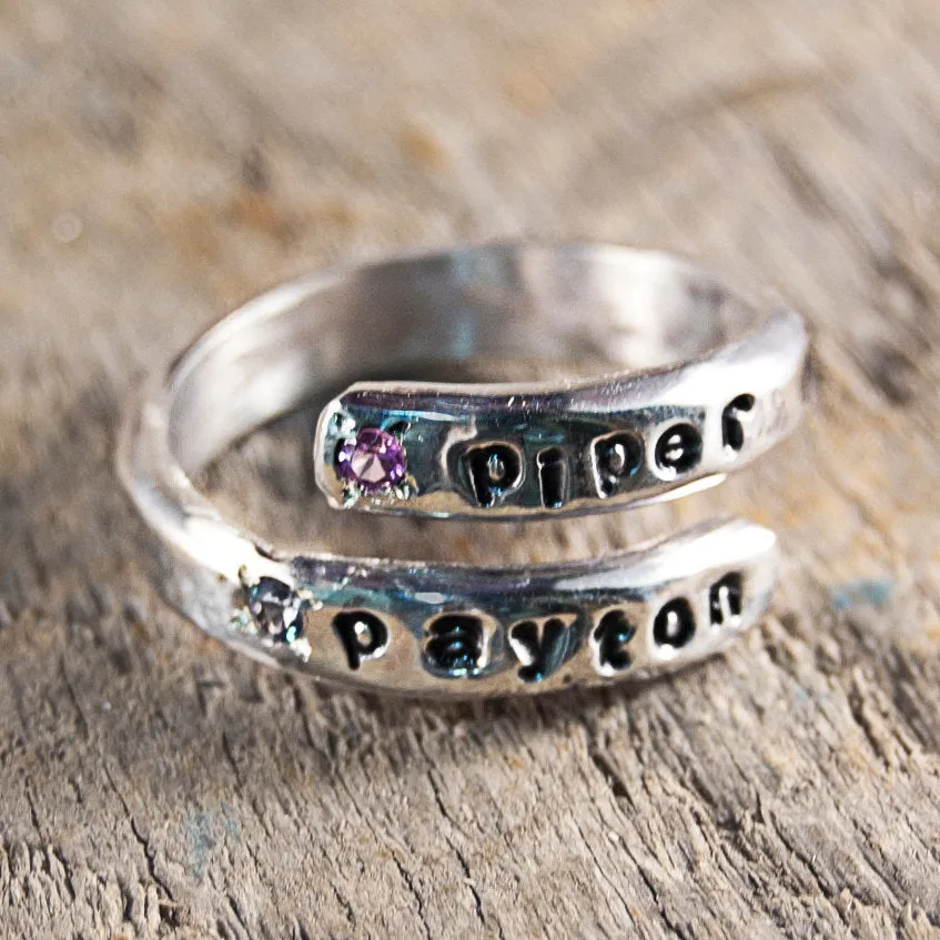 Mothers Ring, Birthstone Ring for Mom, Mothers Birthstone Ring, Stackable Rings, Name Ring, Ring with Birthstones, Sterling Silver Ring
