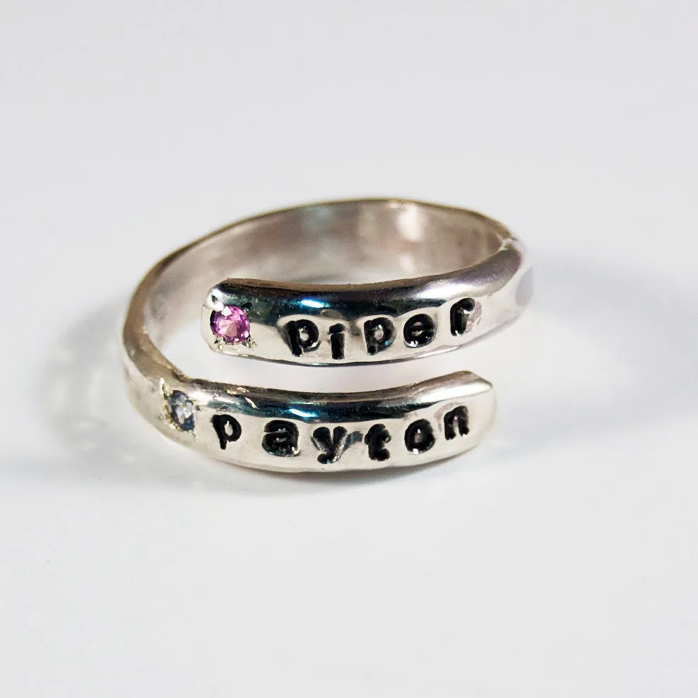 Mothers Ring, Birthstone Ring for Mom, Mothers Birthstone Ring, Stackable Rings, Name Ring, Ring with Birthstones, Sterling Silver Ring