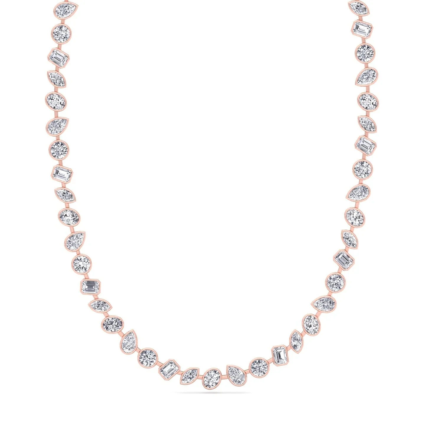 Multi Shape Bezel Set Natural Diamond Tennis Necklace