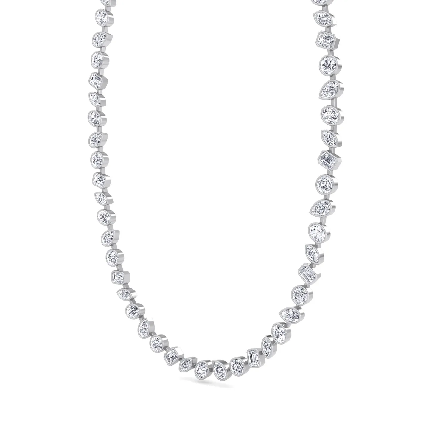 Multi Shape Bezel Set Natural Diamond Tennis Necklace
