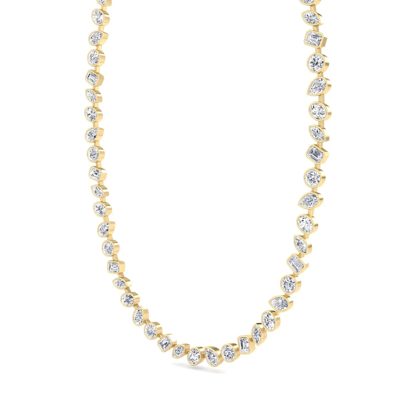 Multi Shape Bezel Set Natural Diamond Tennis Necklace