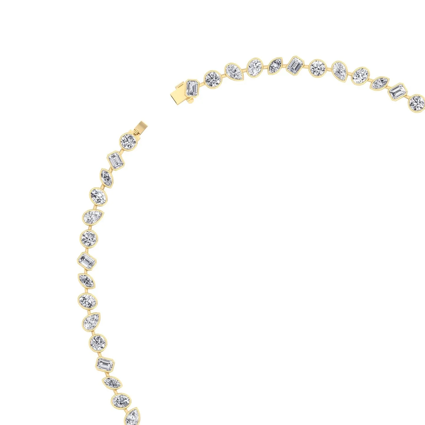 Multi Shape Bezel Set Natural Diamond Tennis Necklace