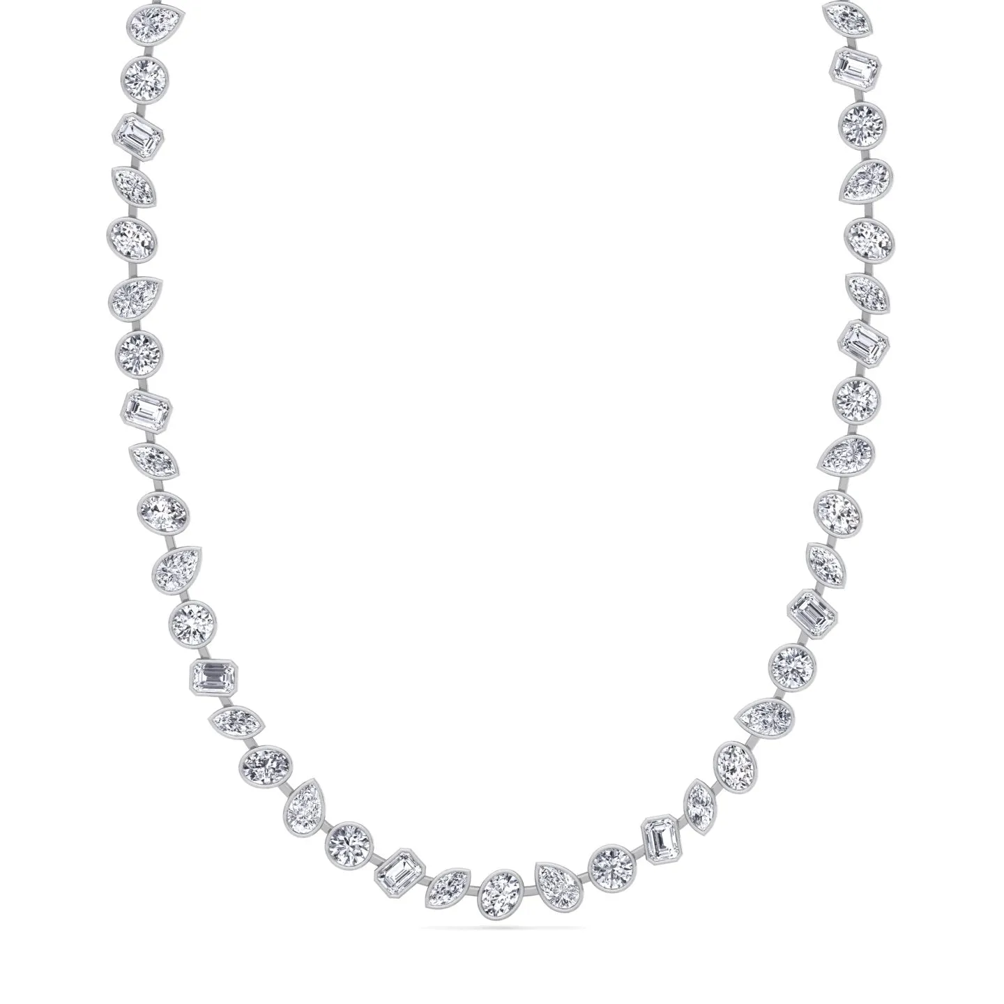 Multi Shape Bezel Set Natural Diamond Tennis Necklace