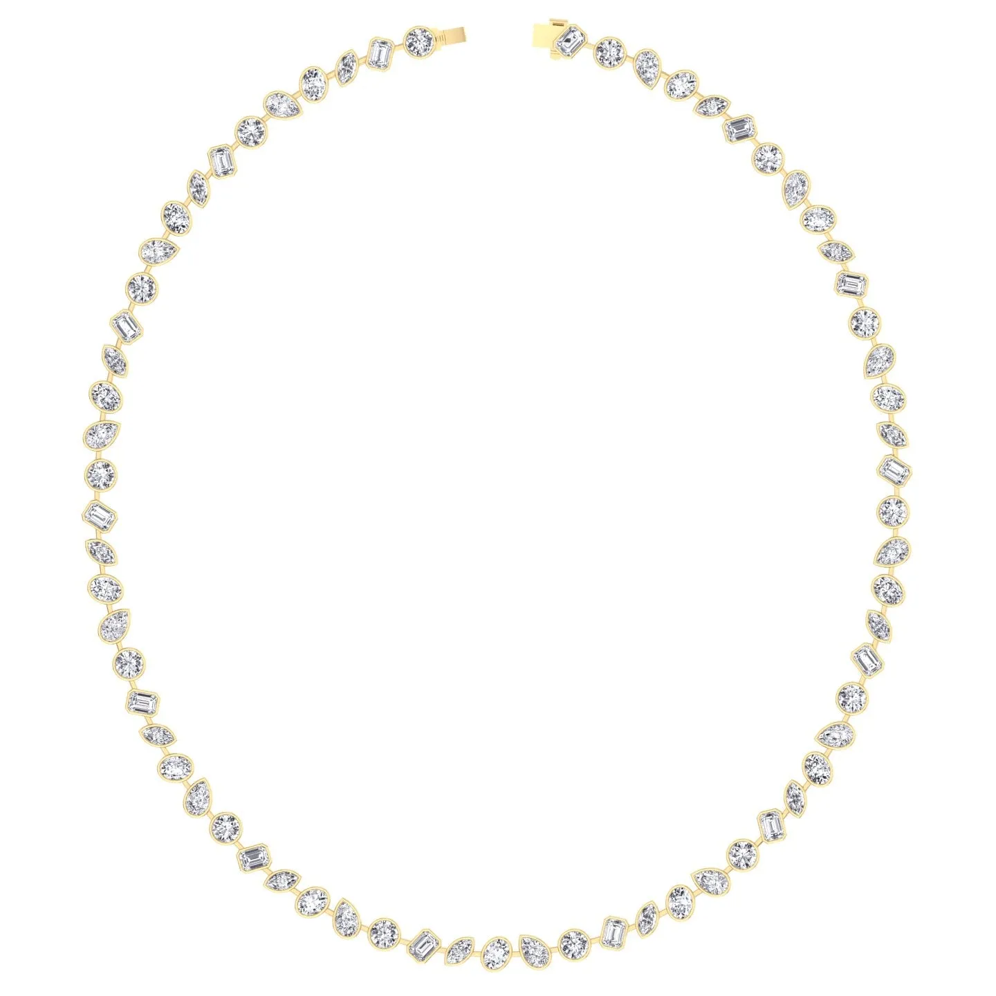 Multi Shape Bezel Set Natural Diamond Tennis Necklace