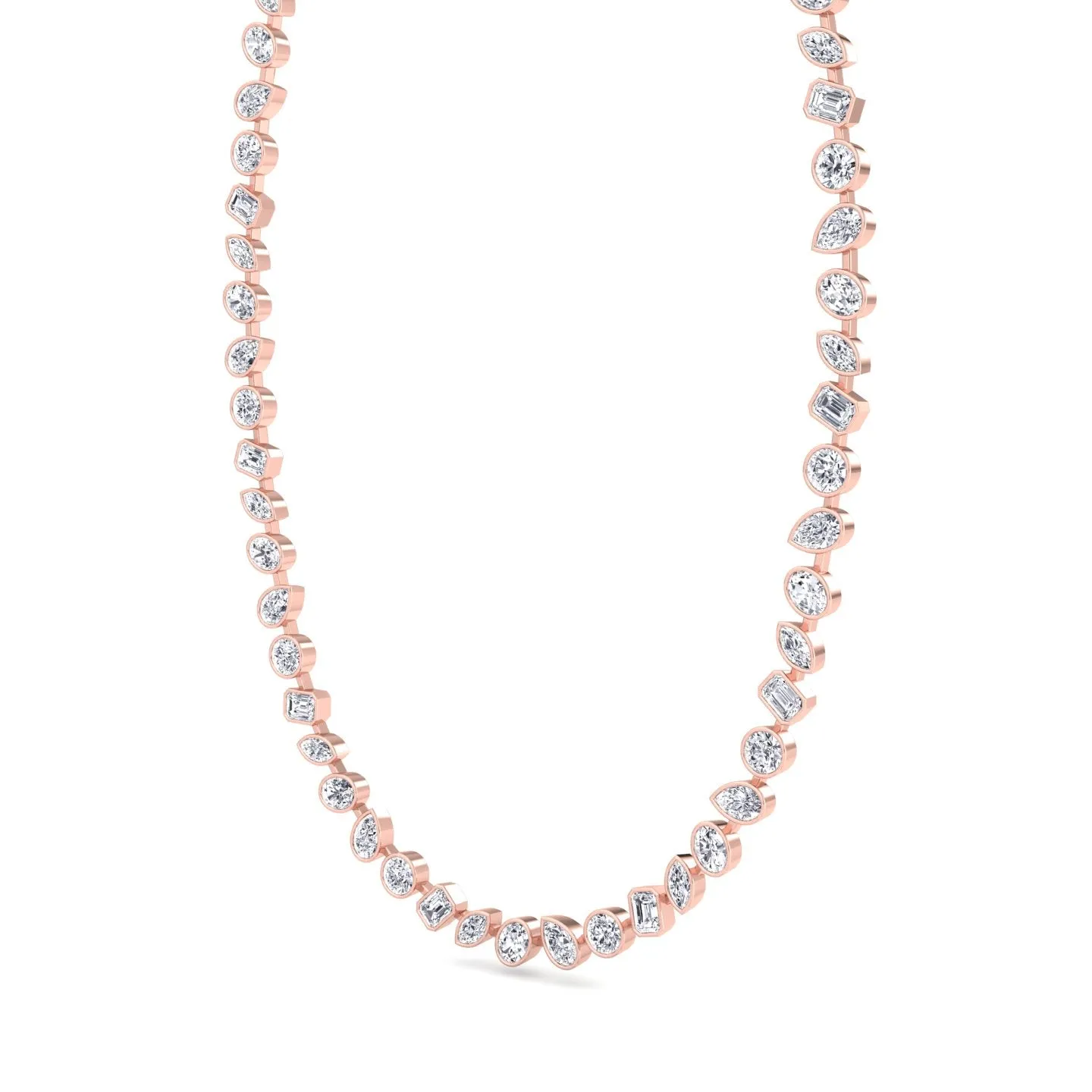 Multi Shape Bezel Set Natural Diamond Tennis Necklace
