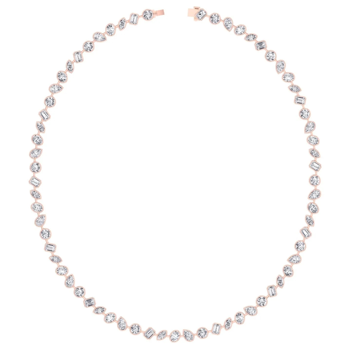 Multi Shape Bezel Set Natural Diamond Tennis Necklace