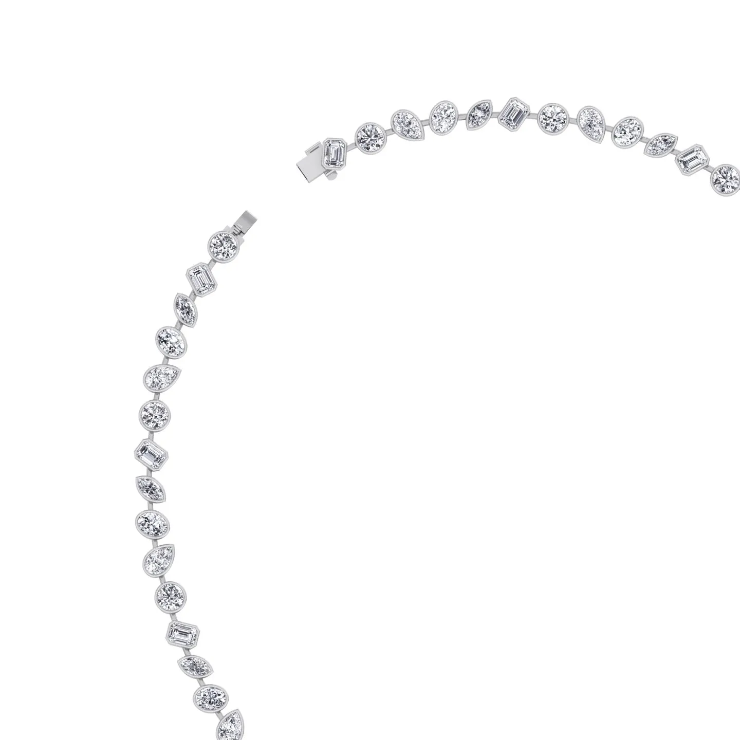 Multi Shape Bezel Set Natural Diamond Tennis Necklace