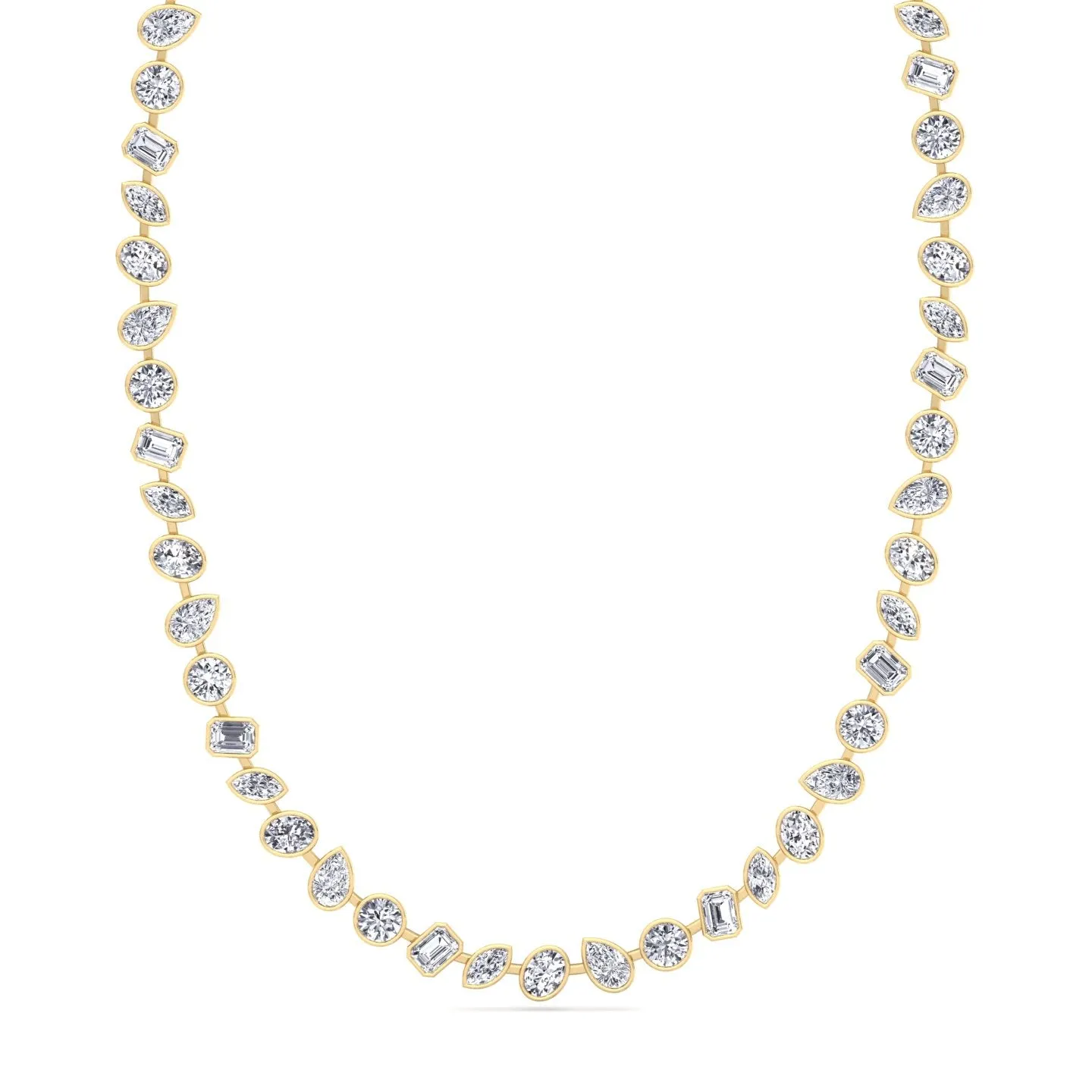 Multi Shape Bezel Set Natural Diamond Tennis Necklace