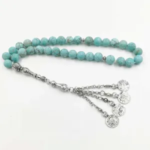 Natural Frosted Turquoises Tasbih Muslim Bracelet rosary Islamic Gift
