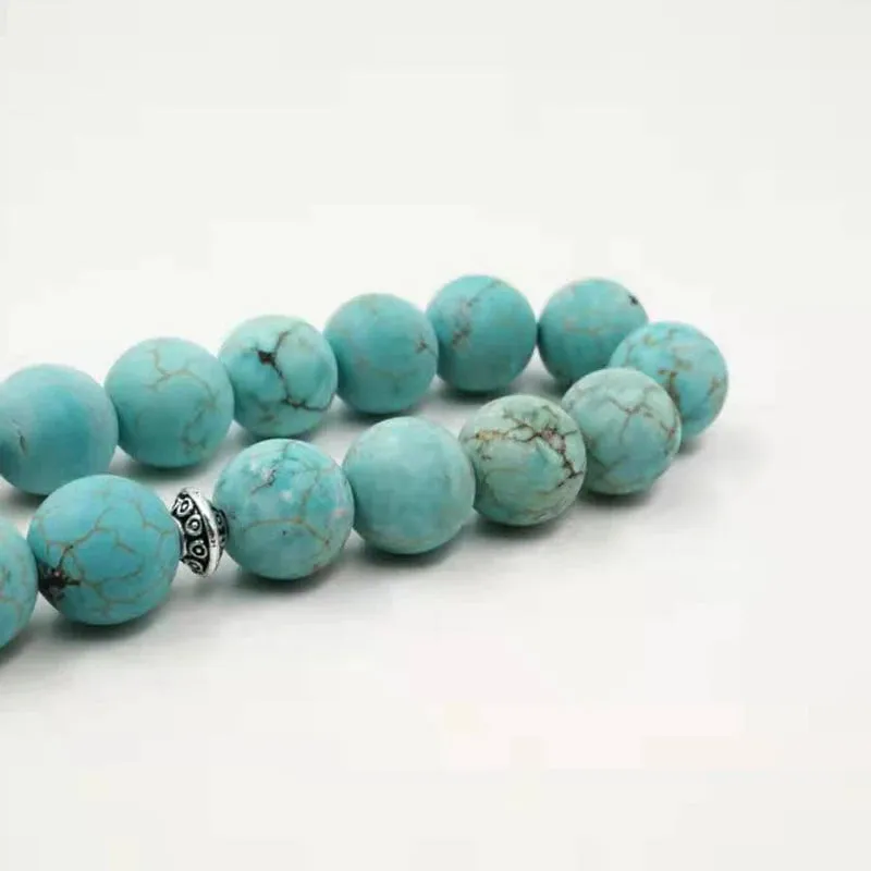 Natural Frosted Turquoises Tasbih Muslim Bracelet rosary Islamic Gift