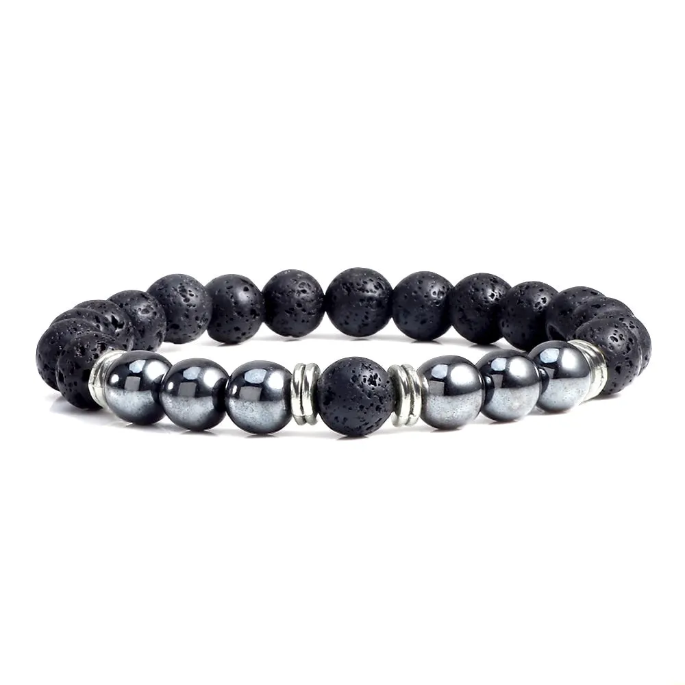 Natural Hematite Stone Tiger Eye Lava Beads Bracelets＆Bangles Women Men