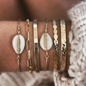 Natural shell arrow geometric bracelet
