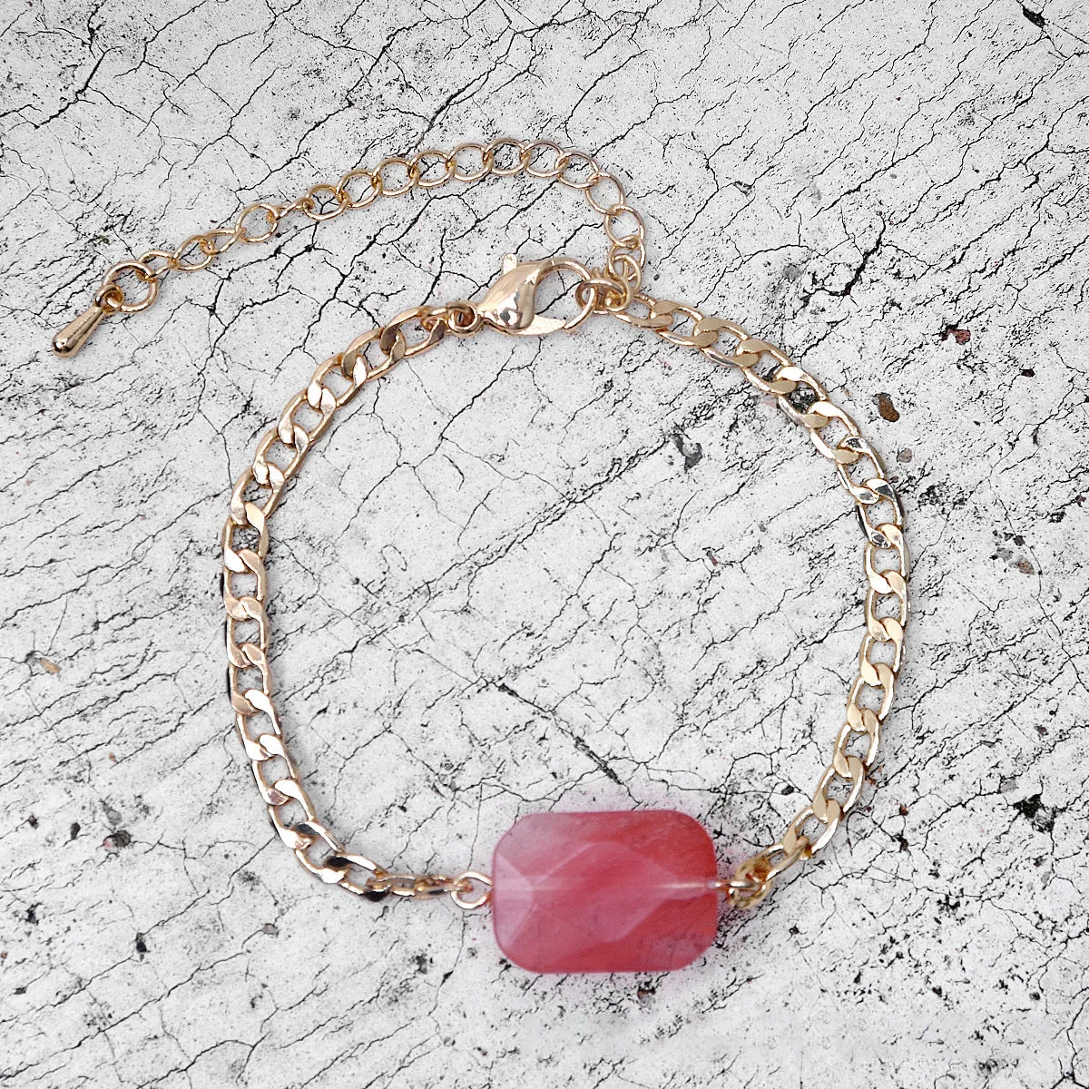 Natural stone alloy bracelet