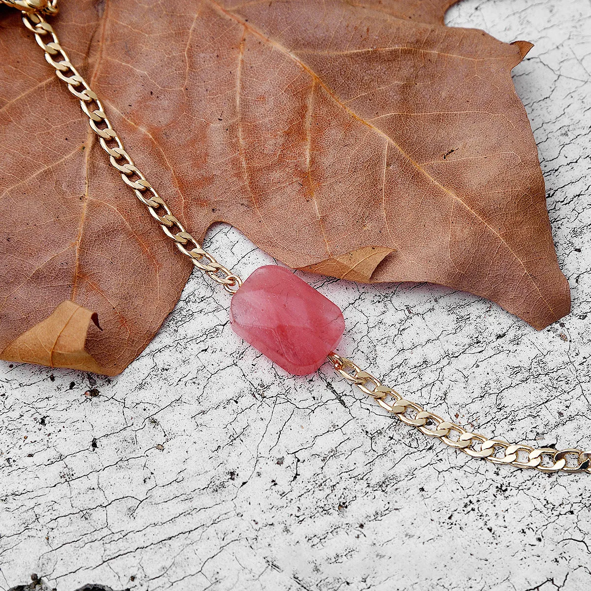 Natural stone alloy bracelet