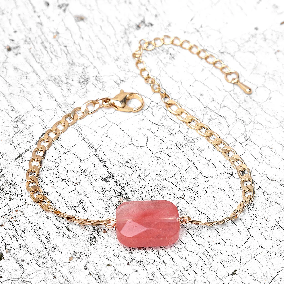 Natural stone alloy bracelet