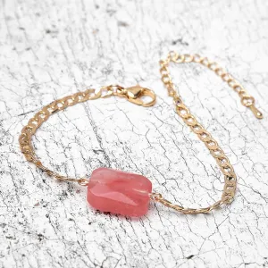 Natural stone alloy bracelet