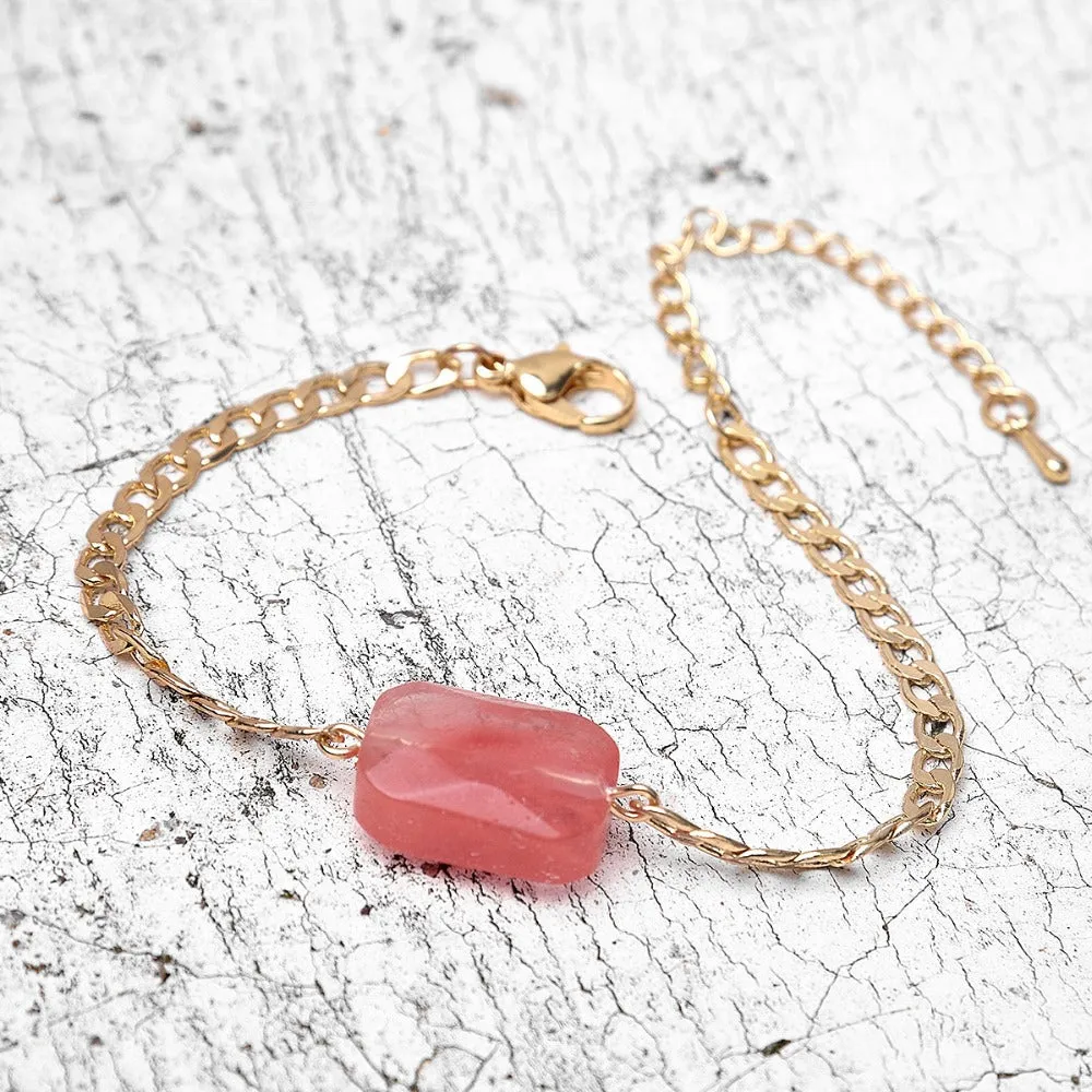 Natural stone alloy bracelet
