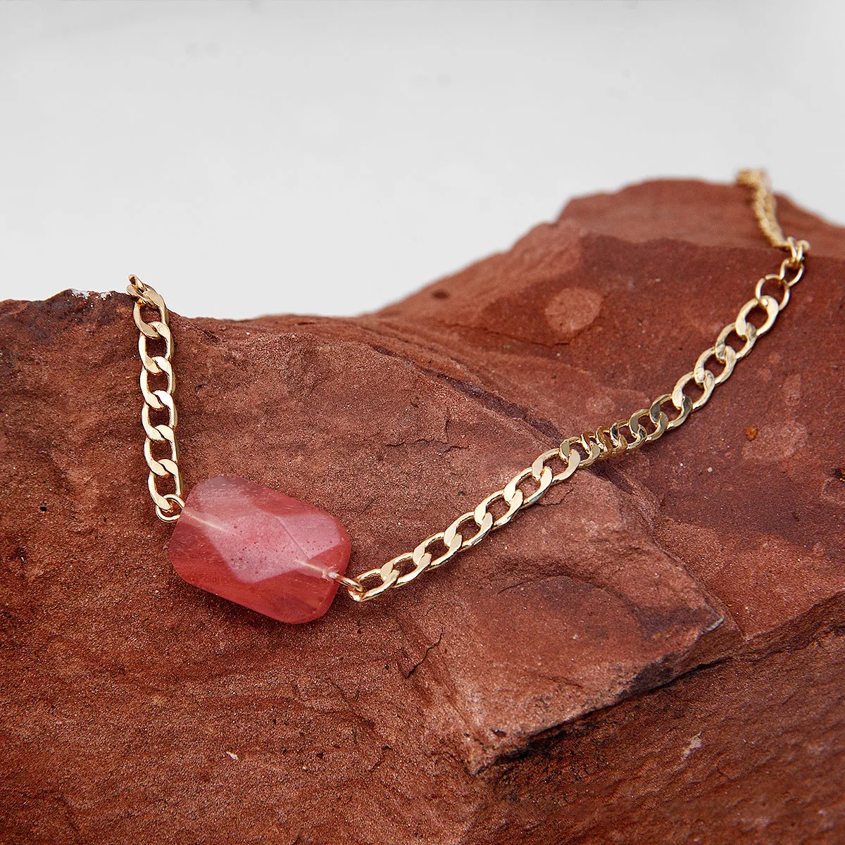 Natural stone alloy bracelet