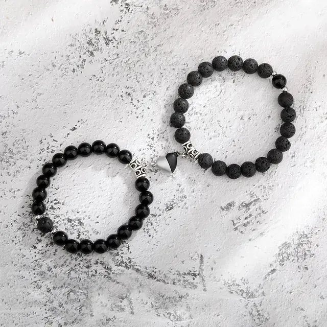 Natural Stone Beads Couple Magnetic Bracelets