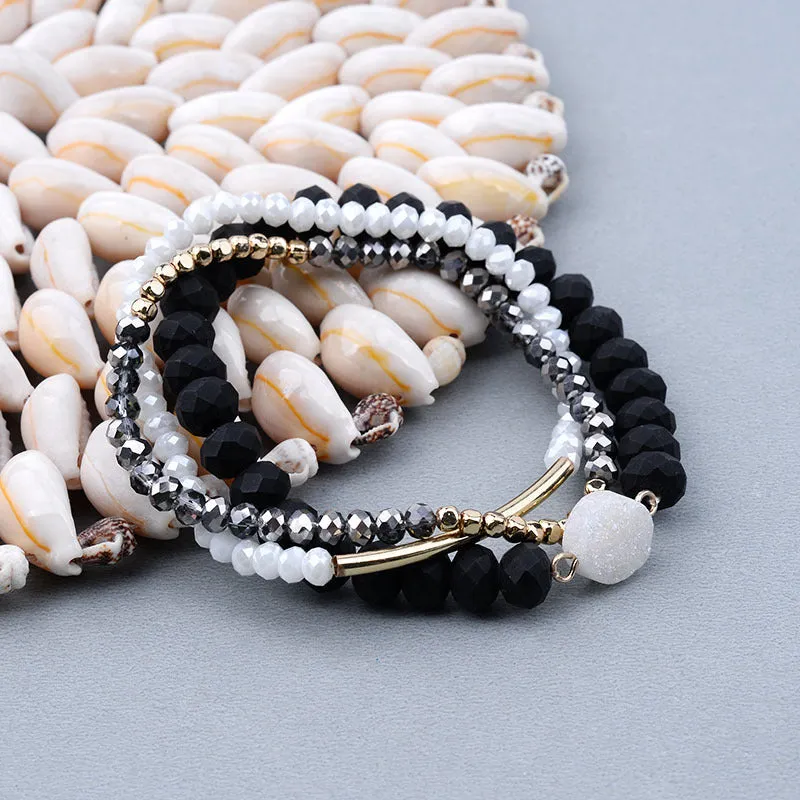 Natural Stone Crystal Stretch Beaded Bracelet Set
