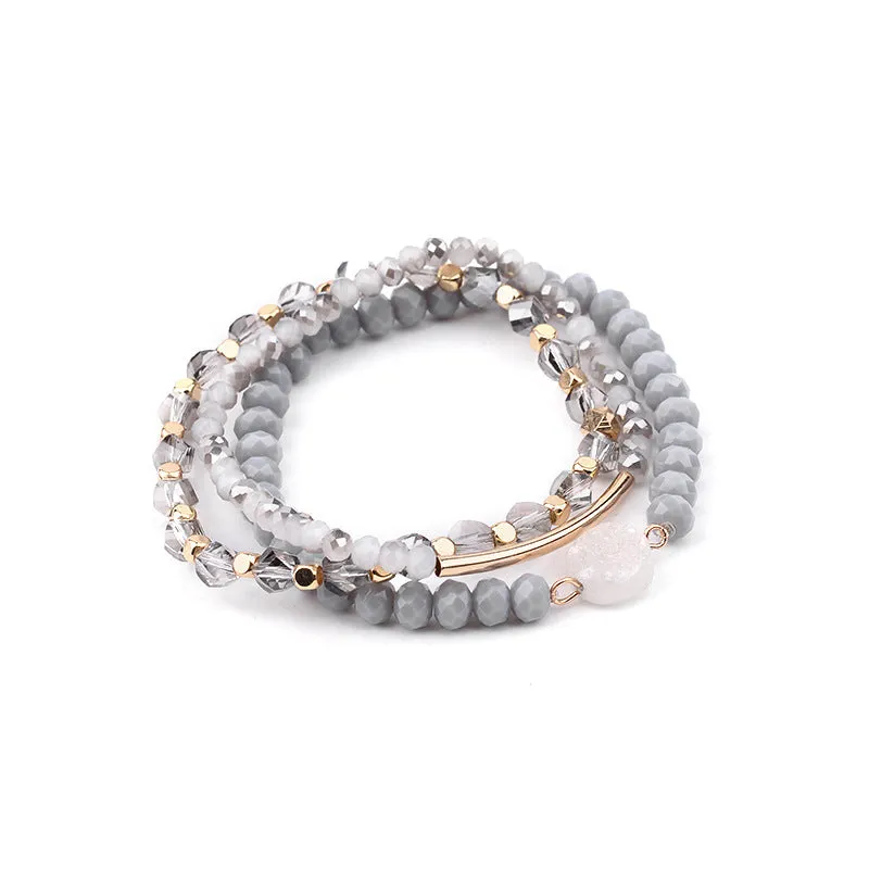 Natural Stone Crystal Stretch Beaded Bracelet Set