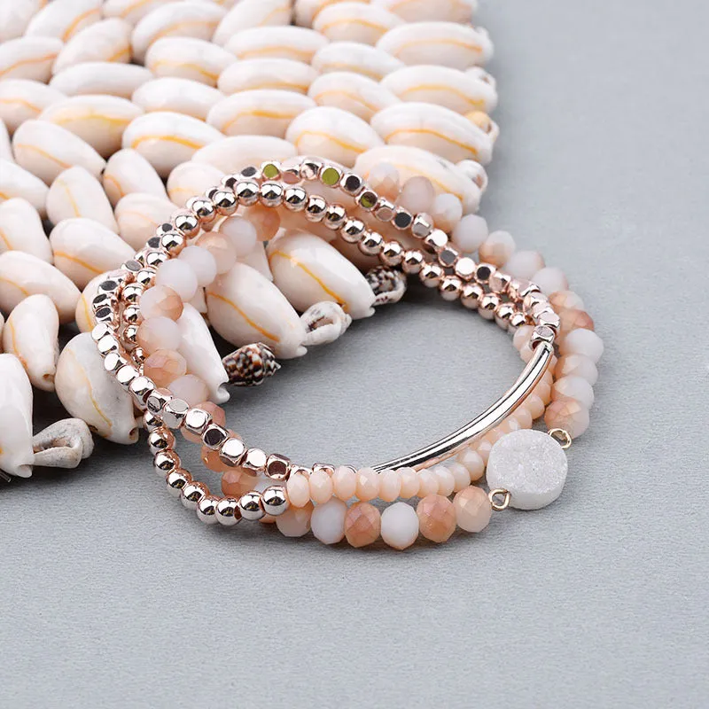 Natural Stone Crystal Stretch Beaded Bracelet Set