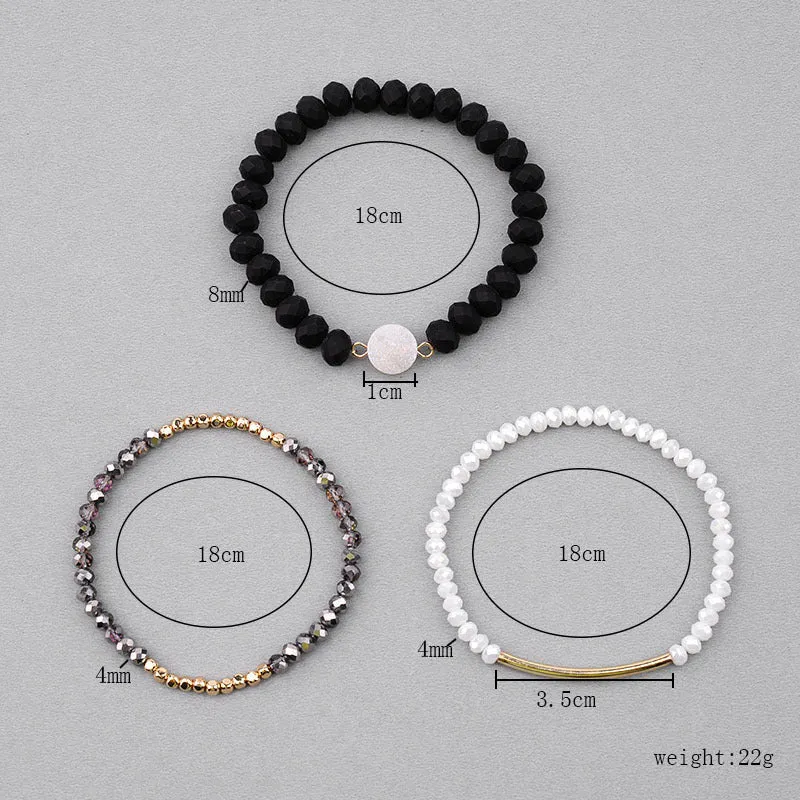 Natural Stone Crystal Stretch Beaded Bracelet Set