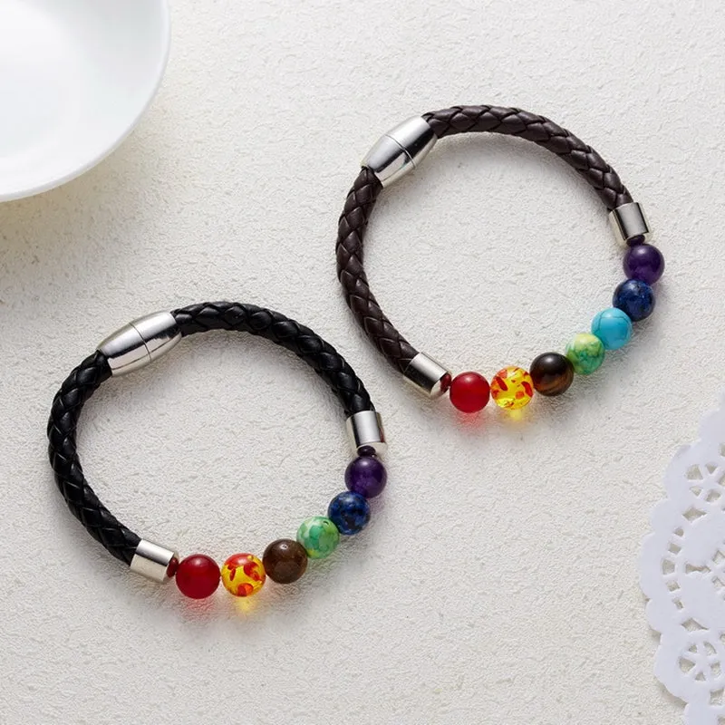 Natural stone magnetic buckle bead bracelet
