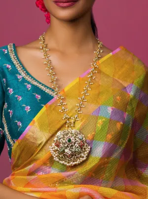 Navratan Gold Plated Jadau Pendant