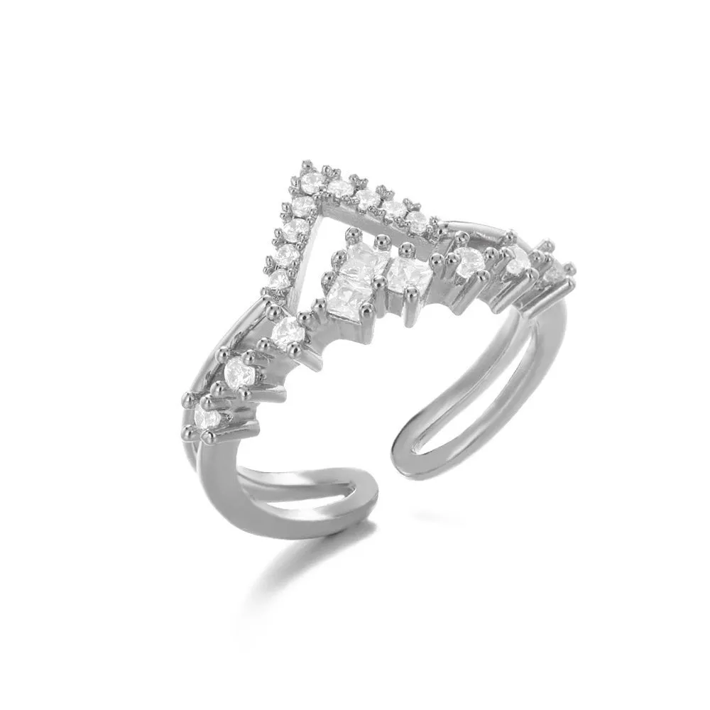 New Adjustable Women's Ring Wedding Engagement Golden Color Metal Ring