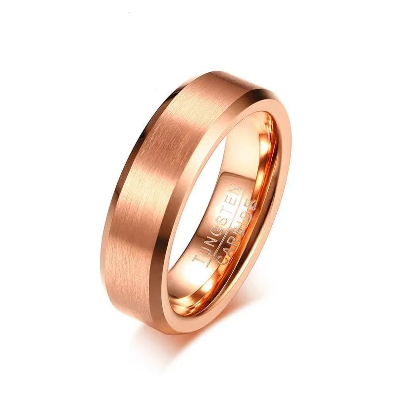 New Arrival 1 Pair 6mm 4mm Rose Gold Colour AAA CZ Crystal Tungsten Carbide Couples Wedding Rings for Women and Men