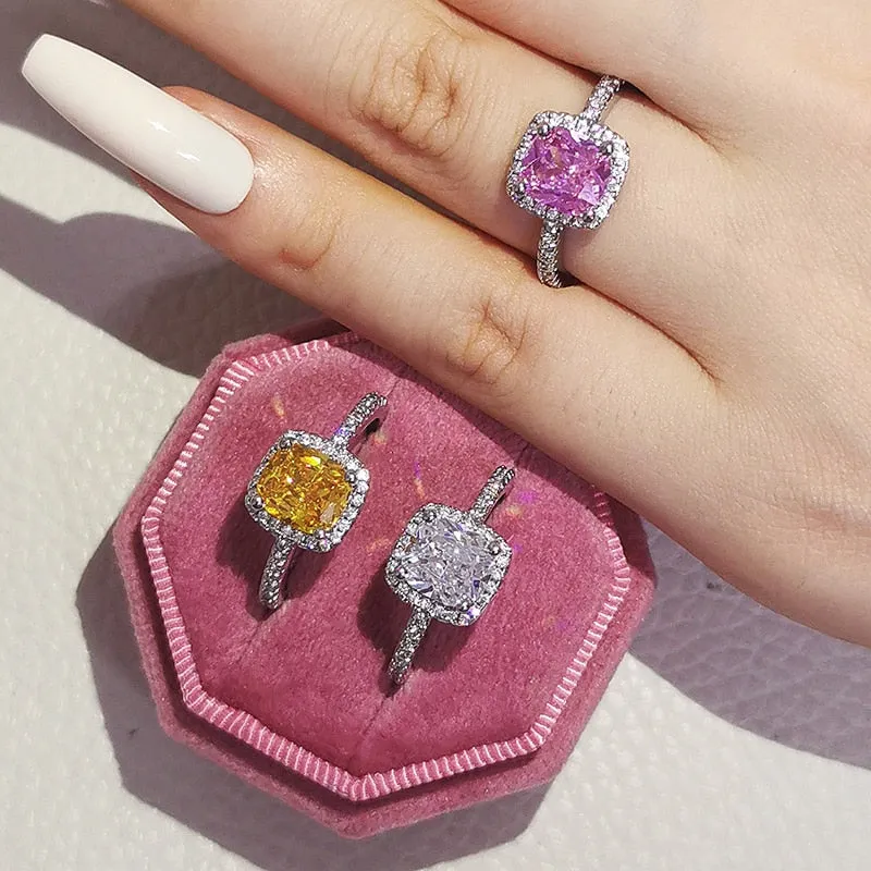 NEW ARRIVAL Original Design White Yellow Pink Colour AAA  Quality CZ Diamonds Engagement Rings