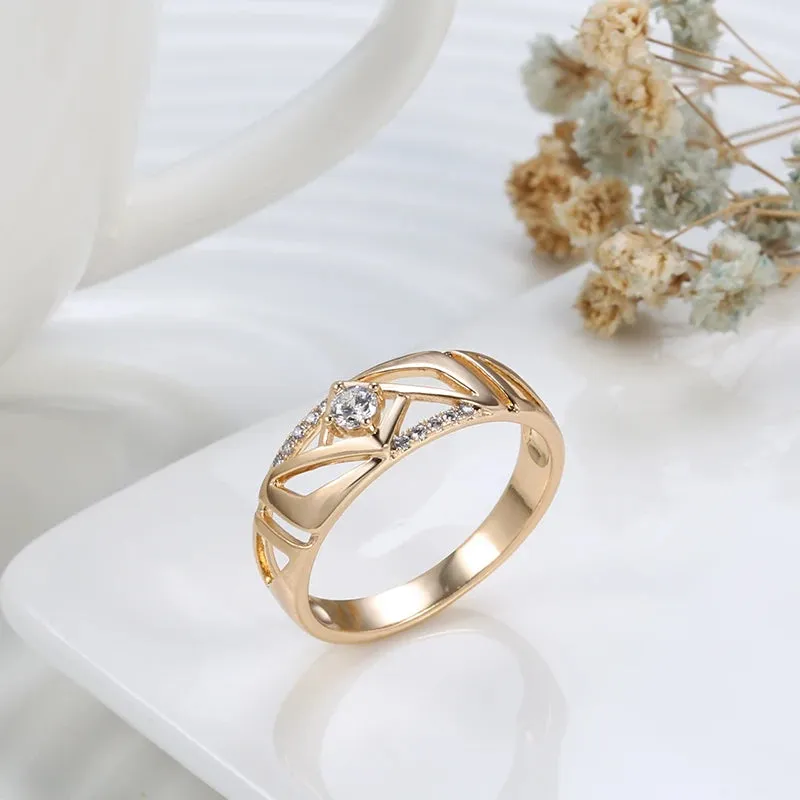 New Fashion Eternal Vintage 14K Rolled Rose Gold Ring with AAA  Cubic Zirconia Diamonds - Fine Party Jewelry