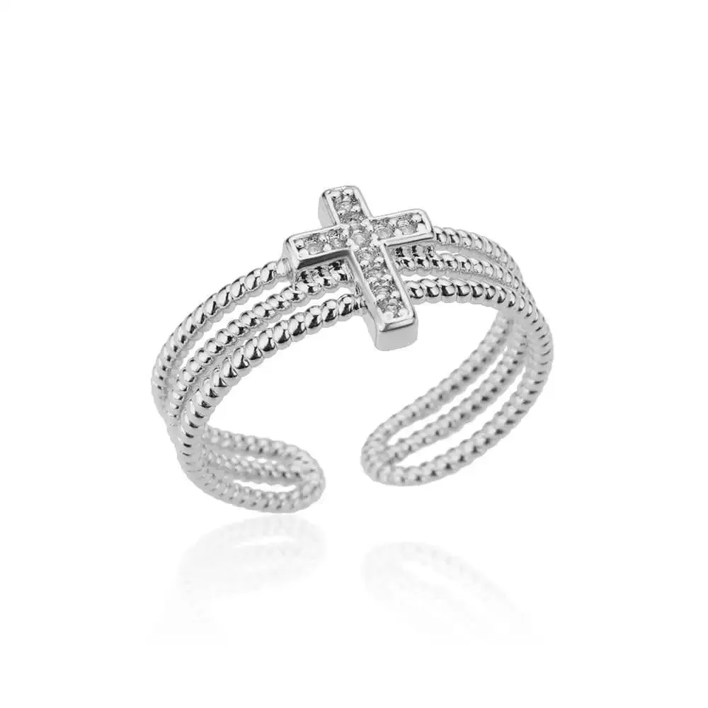 New Fashion Trand Square Quality Zircon Adjustable Stainless Steel Rings For Girls, Women Aesthetic Jewellery