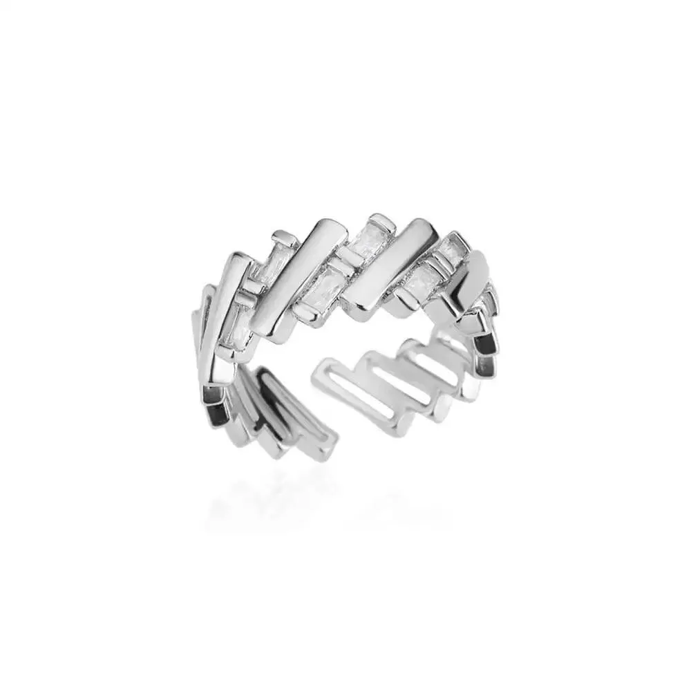 New Fashion Trand Square Quality Zircon Adjustable Stainless Steel Rings For Girls, Women Aesthetic Jewellery