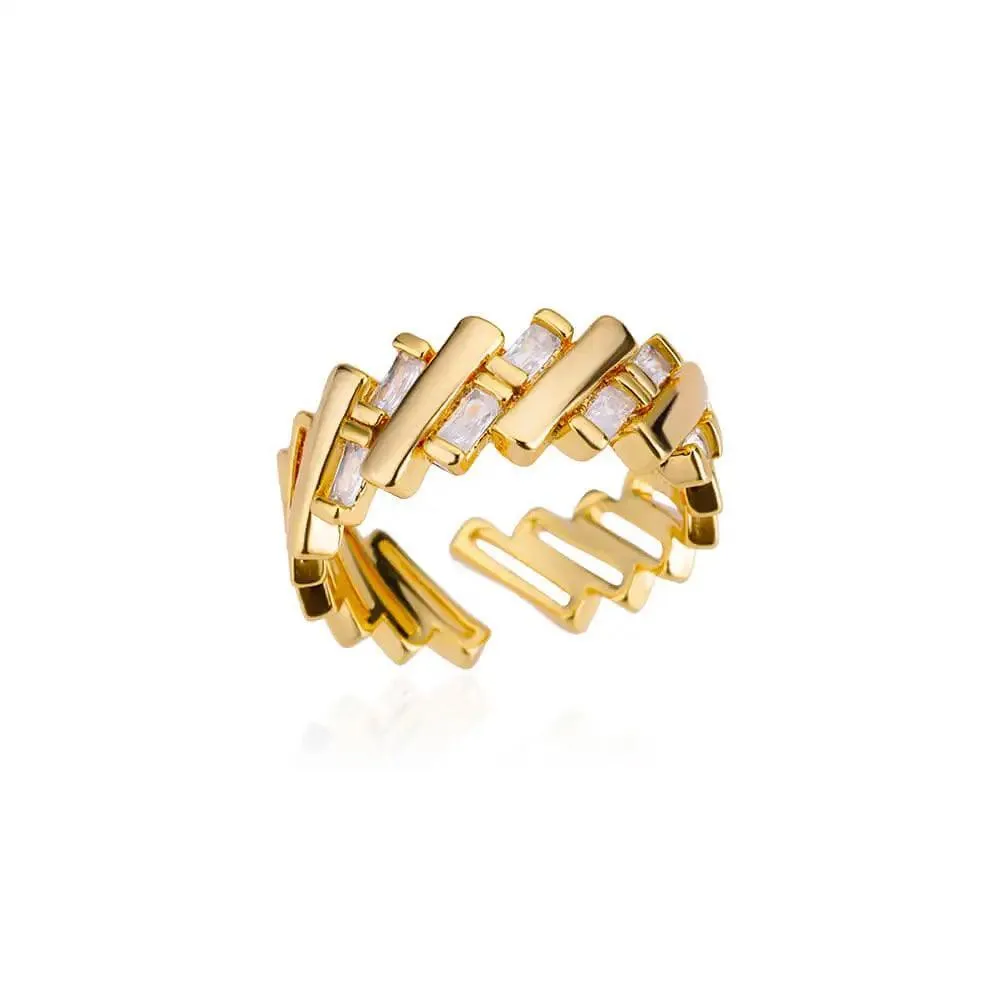 New Fashion Trand Square Quality Zircon Adjustable Stainless Steel Rings For Girls, Women Aesthetic Jewellery