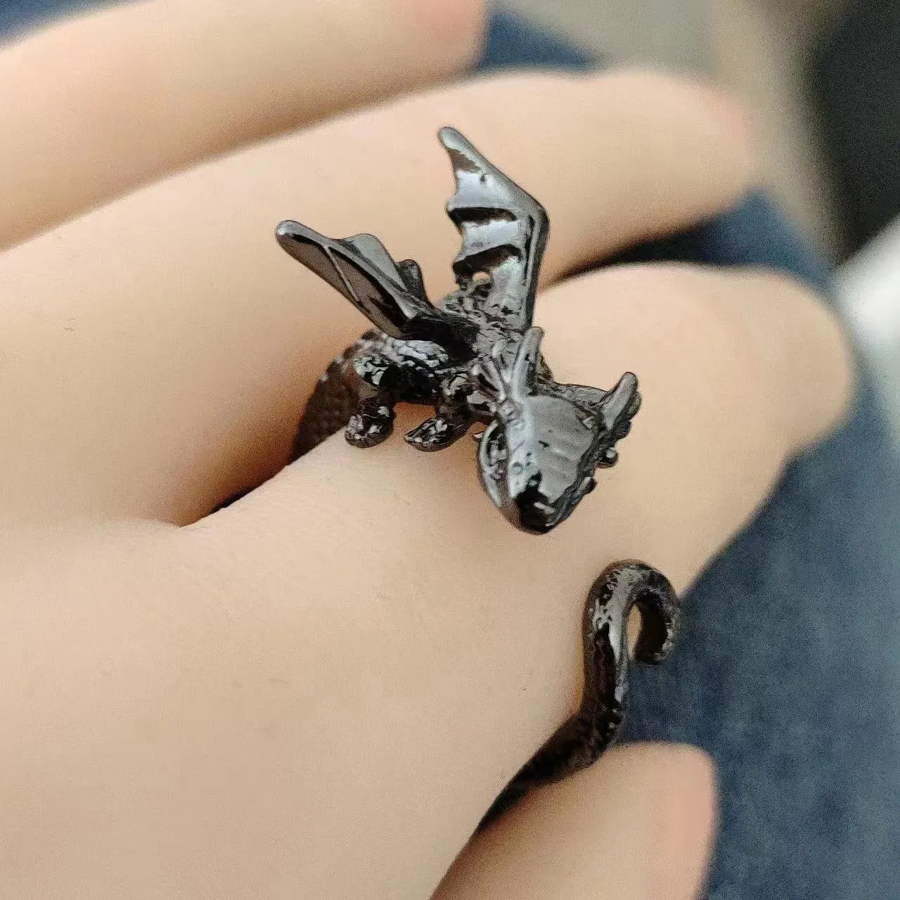 New Funny Black Dragon Adjustable Rings For Women and Girls -  Young Girl Luxury Designer Jewellery Trendy Rings