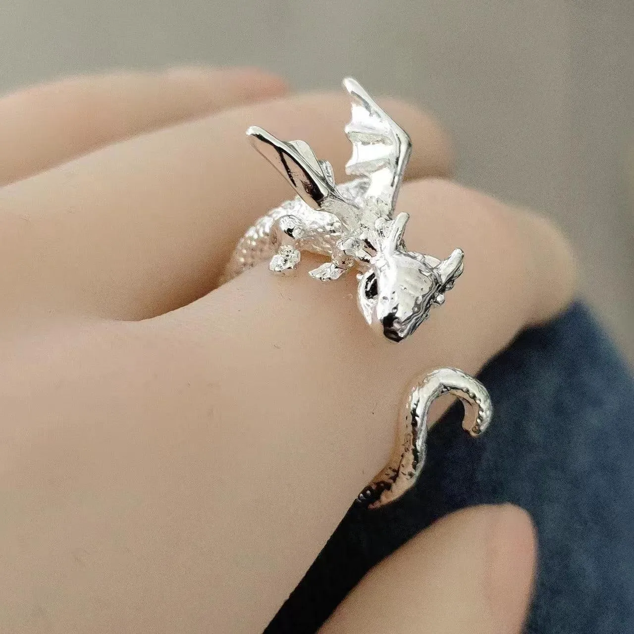 New Funny Black Dragon Adjustable Rings For Women and Girls -  Young Girl Luxury Designer Jewellery Trendy Rings