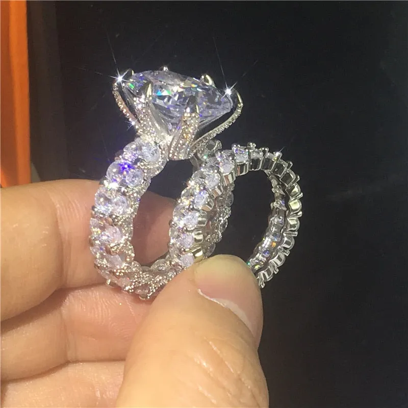 NEW Handmade Oval cut 8ct AAAA Quality Cubic Zirconia Diamonds Luxury Ring Set