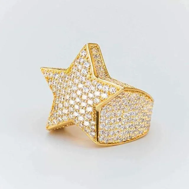 New Hip Hop Five Star Zircon Pentagram Ring