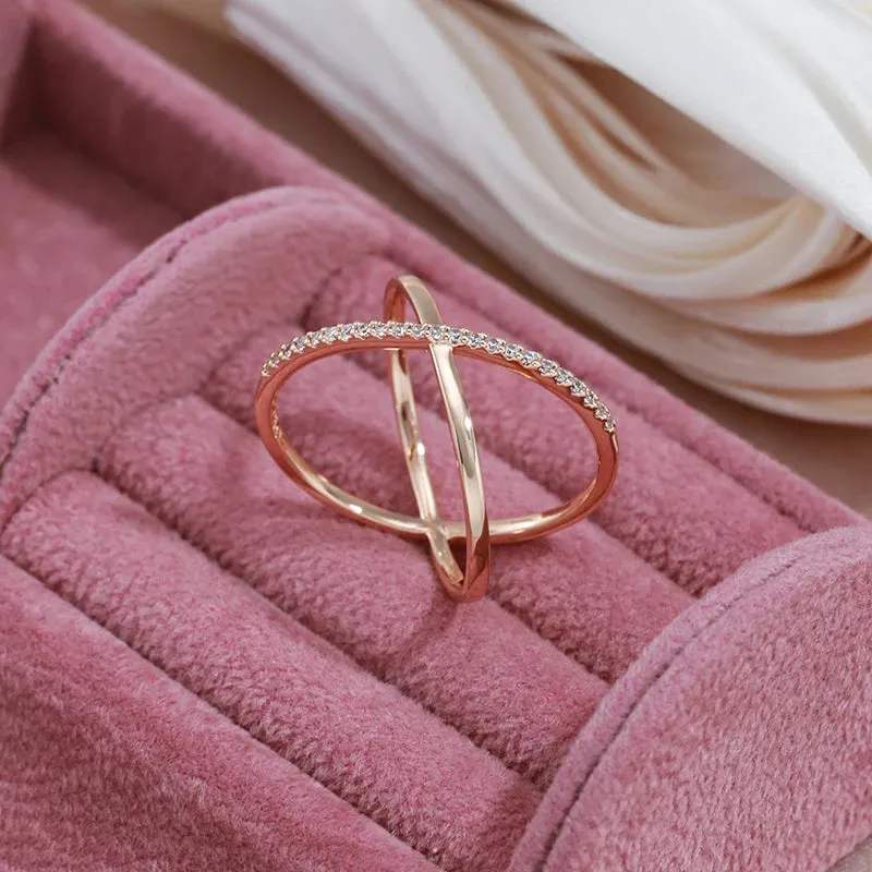New Micro-wax Vintage Luxury Geometry Cross 14K Filled Rose Gold Rings AAA  Cubic Zirconia Diamonds Fine Jewelry