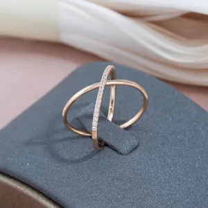 New Micro-wax Vintage Luxury Geometry Cross 14K Filled Rose Gold Rings AAA  Cubic Zirconia Diamonds Fine Jewelry